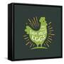 Free Range Farm Fresh Eggs. Vintage Rustic Chicken Silhouette. Retro Rough Textured Hen Badge with-Tortuga-Framed Stretched Canvas