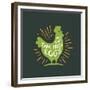 Free Range Farm Fresh Eggs. Vintage Rustic Chicken Silhouette. Retro Rough Textured Hen Badge with-Tortuga-Framed Premium Giclee Print