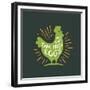 Free Range Farm Fresh Eggs. Vintage Rustic Chicken Silhouette. Retro Rough Textured Hen Badge with-Tortuga-Framed Premium Giclee Print