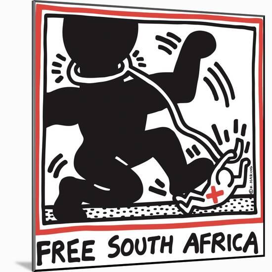 Free South Africa, 1985-Keith Haring-Mounted Giclee Print