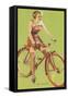 Free-Wheeling, Blonde on Bike-null-Framed Stretched Canvas