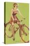 Free-Wheeling, Blonde on Bike-null-Stretched Canvas