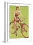 Free-Wheeling, Blonde on Bike-null-Framed Art Print