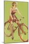 Free-Wheeling, Blonde on Bike-null-Mounted Art Print