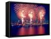 Freedom Fest Fireworks at night, Detroit, Wayne County, Michigan, USA-null-Framed Stretched Canvas