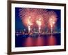 Freedom Fest Fireworks at night, Detroit, Wayne County, Michigan, USA-null-Framed Photographic Print