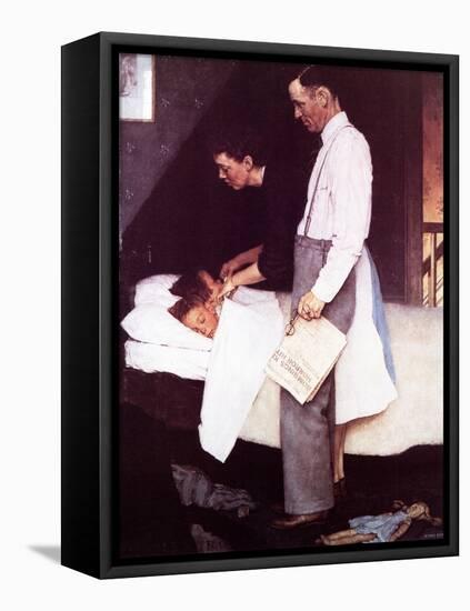 "Freedom From Fear", March 13,1943-Norman Rockwell-Framed Stretched Canvas