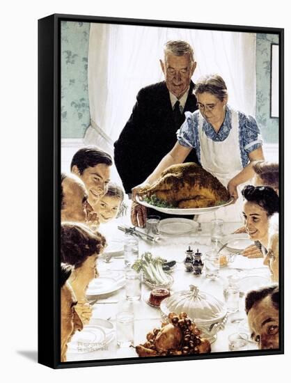 "Freedom From Want", March 6,1943-Norman Rockwell-Framed Stretched Canvas