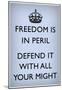 Freedom is in Peril, Defend It With All Your Might (Motivational, Pale Blue, Border) Art Poster-null-Mounted Poster