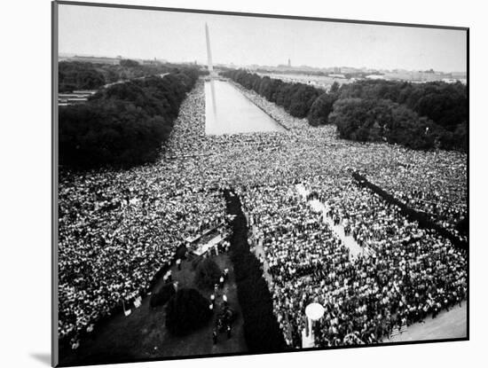 Freedom March During Civil Rights Rally, with View of Washington Memorial Monument in the Bkgrd-null-Mounted Photographic Print