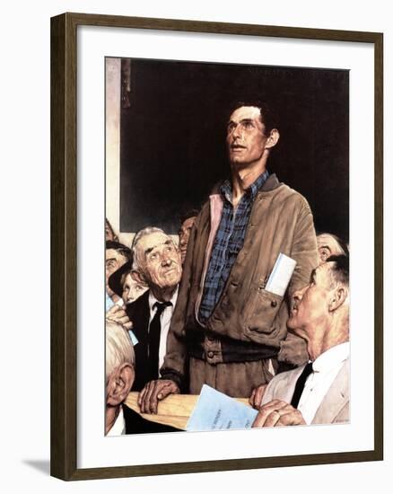 "Freedom Of Speech", February 21,1943-Norman Rockwell-Framed Premium Giclee Print