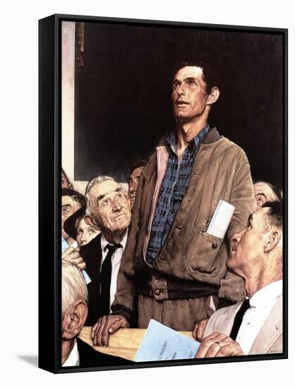 "Freedom Of Speech", February 21,1943-Norman Rockwell-Framed Stretched Canvas