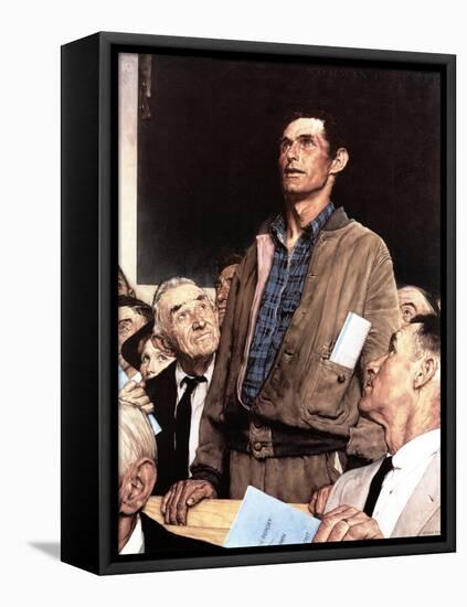 "Freedom Of Speech", February 21,1943-Norman Rockwell-Framed Stretched Canvas