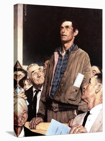 "Freedom Of Speech", February 21,1943-Norman Rockwell-Stretched Canvas