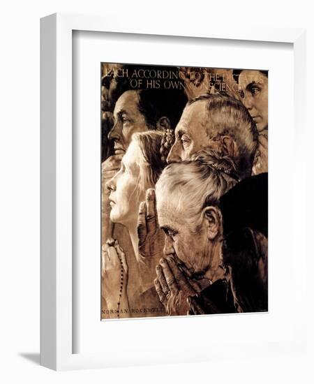 "Freedom of Worship", February 27,1943-Norman Rockwell-Framed Giclee Print