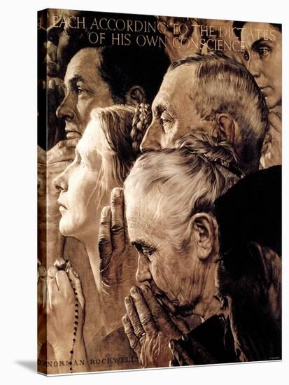 "Freedom of Worship", February 27,1943-Norman Rockwell-Stretched Canvas