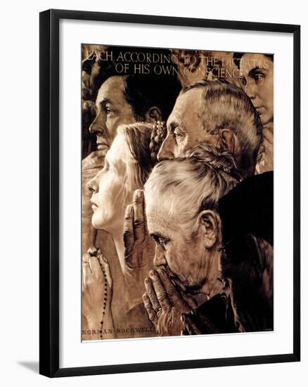 "Freedom of Worship", February 27,1943-Norman Rockwell-Framed Giclee Print