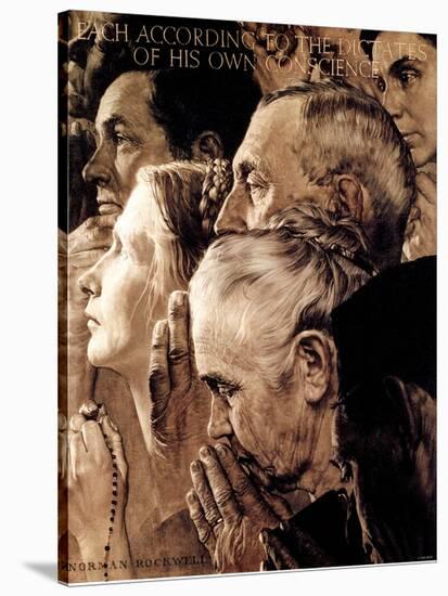 "Freedom of Worship", February 27,1943-Norman Rockwell-Stretched Canvas