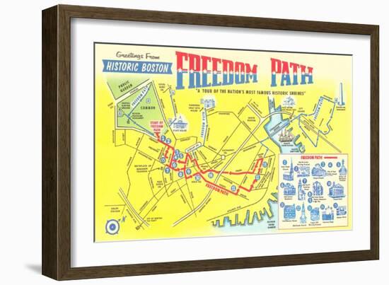 Freedom Path, Map of Historic Boston, Mass.-null-Framed Art Print