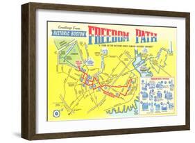 Freedom Path, Map of Historic Boston, Mass.-null-Framed Art Print