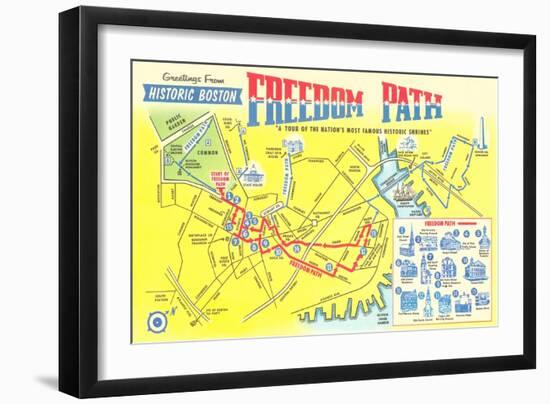 Freedom Path, Map of Historic Boston, Mass.-null-Framed Art Print