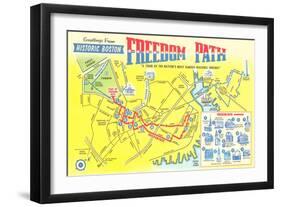 Freedom Path, Map of Historic Boston, Mass.-null-Framed Art Print