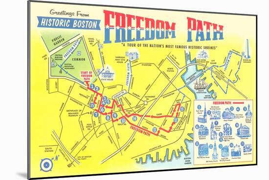 Freedom Path, Map of Historic Boston, Mass.-null-Mounted Art Print