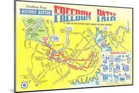 Freedom Path, Map of Historic Boston, Mass.-null-Mounted Art Print