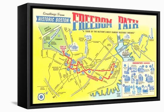 Freedom Path, Map of Historic Boston, Mass.-null-Framed Stretched Canvas