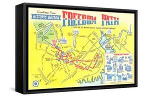 Freedom Path, Map of Historic Boston, Mass.-null-Framed Stretched Canvas