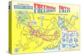 Freedom Path, Map of Historic Boston, Mass.-null-Stretched Canvas