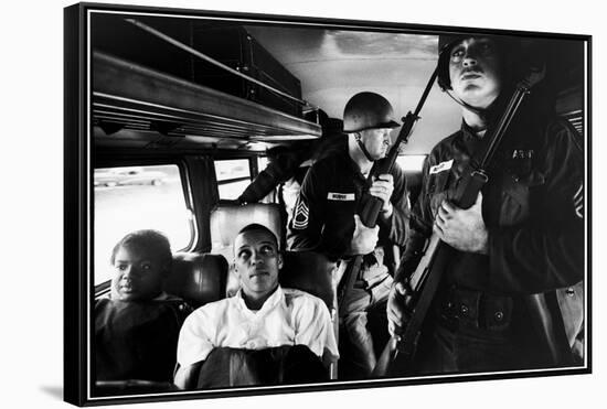 Freedom Riders Julia Aaron and David Dennis on Interstate Bus from Montgomery, AL to Jackson, MS-Paul Schutzer-Framed Stretched Canvas