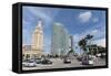 Freedom Tower and Modern Buildings Along Biscayne Road, Downtown, Miami, Florida, Usa-Sergio Pitamitz-Framed Stretched Canvas