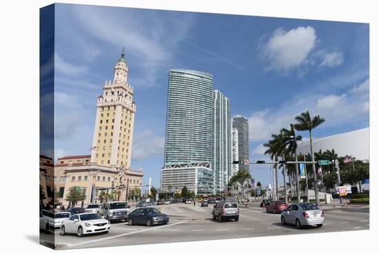 Freedom Tower and Modern Buildings Along Biscayne Road, Downtown, Miami, Florida, Usa-Sergio Pitamitz-Stretched Canvas