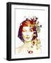 Freehand Fashion Illustration with a Pretty Woman and Butterflies-A Frants-Framed Art Print