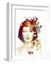 Freehand Fashion Illustration with a Pretty Woman and Butterflies-A Frants-Framed Art Print