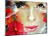 Freehand Painted Bright Color Composition with a Female Face-A Frants-Mounted Art Print