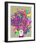 Freehand Vector Illustration with a Beautiful Hair Lady and Bright Blots-A Frants-Framed Art Print