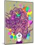 Freehand Vector Illustration with a Beautiful Hair Lady and Bright Blots-A Frants-Mounted Art Print