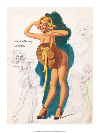 Fantasy Pin Up Girls Nude - Retro Pin Up, Nude with Summer Hat' Prints - Freeman Elliott |  AllPosters.com