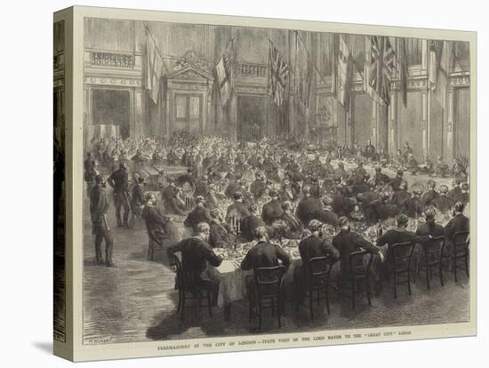Freemasonry in the City of London, State Visit of the Lord Mayor to the Great City Lodge-Godefroy Durand-Stretched Canvas