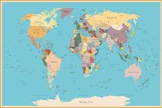 Highly Detailed World Map with Vintage Color.-frees-Mounted Art Print
