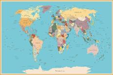 Highly Detailed World Map with Vintage Color.-frees-Framed Art Print