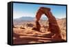 Freestanding Natural Arch Located in Arches National Park.-lucky-photographer-Framed Stretched Canvas