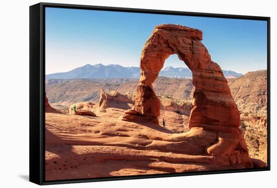 Freestanding Natural Arch Located in Arches National Park.-lucky-photographer-Framed Stretched Canvas