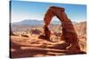 Freestanding Natural Arch Located in Arches National Park.-lucky-photographer-Stretched Canvas
