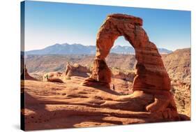 Freestanding Natural Arch Located in Arches National Park.-lucky-photographer-Stretched Canvas