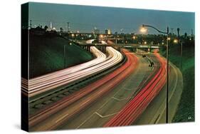 Freeway at Night-null-Stretched Canvas