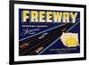 Freeway Brand - Oxnard, California - Citrus Crate Label-Lantern Press-Framed Premium Giclee Print