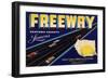 Freeway Brand - Oxnard, California - Citrus Crate Label-Lantern Press-Framed Art Print